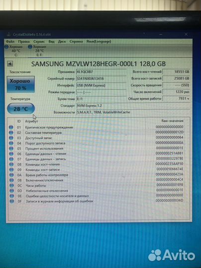 SSD M2 диск Samsung 128 Гб