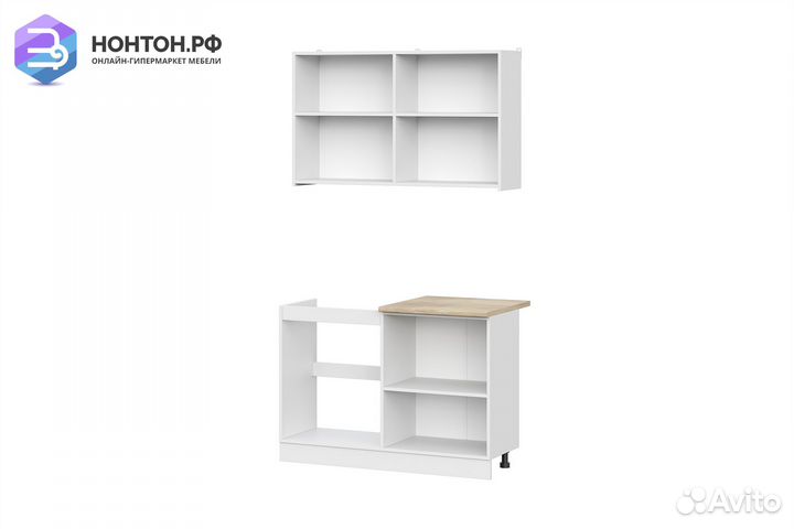 Кухня Айлин 1.2 м белый текстурный / тростник