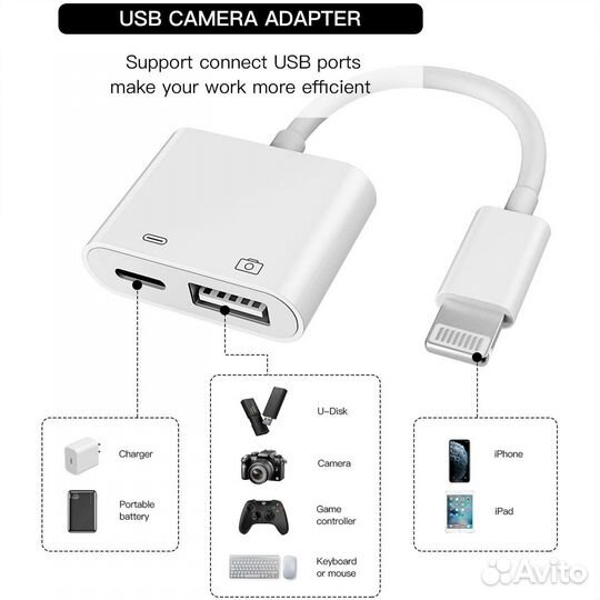 iPhone usb lightning для флешек адаптер переходник