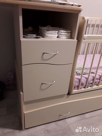 Детская кроватка трансформер с комодом