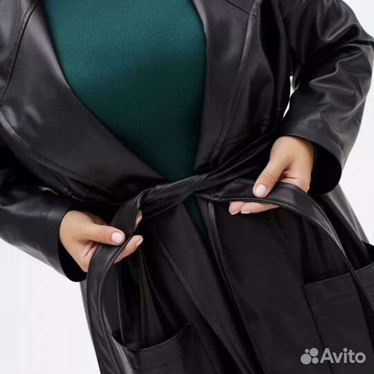 Кожаный плащ женский 56 58