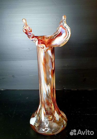 Ваза из цветного стекла Чехословакия винтаж