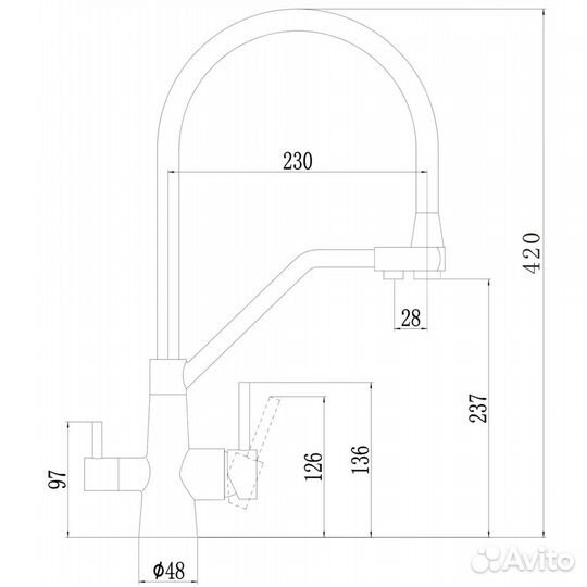 Смес-ль кухня черный Fmark FS0662-H02