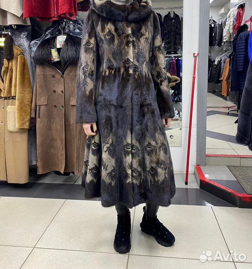 Шуба норка с капюшоном