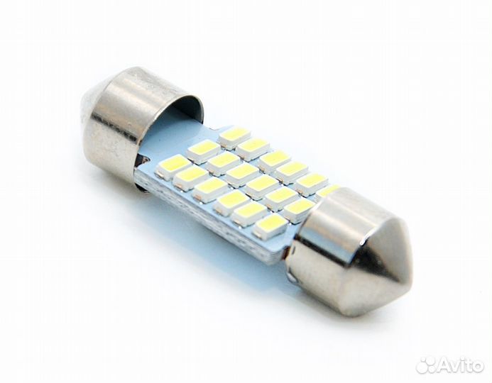 Светодиод 12v T11 31мм AC 18SMD 3014, белый