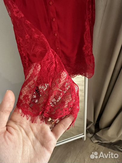 Рубашка ажурная Xs красная женская