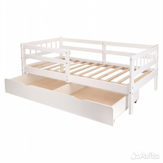 Подростковая кровать с ящиками 160 х 80 см. белая