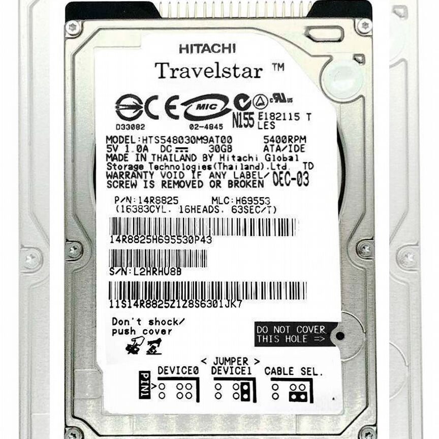 [HTS548030M9AT00] Жесткий Диск Hitachi 30gb 5400 Ide Hts548030m9at00
