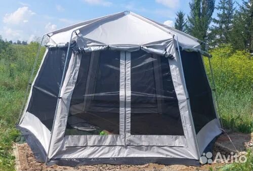 Шатер большой с юбкой серый