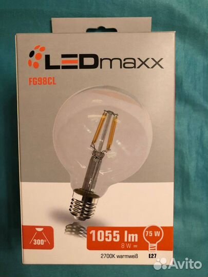 Светодиодная лампа E27, G95 (Германия)