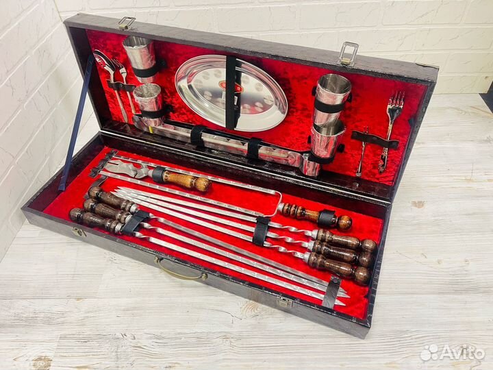 Шн0048П Шашлычный набор Дипломат с щипцами 19 пред