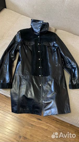 Кожаный плащ женский 44 46