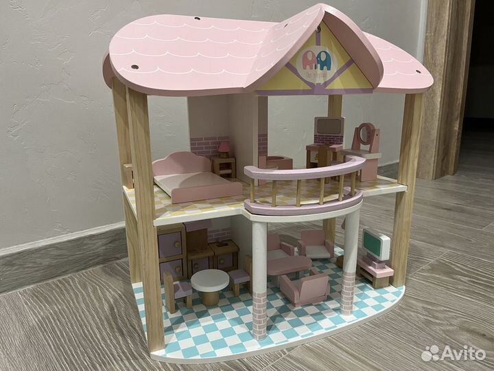 Деревянный домик для кукол с мебелью One elephant