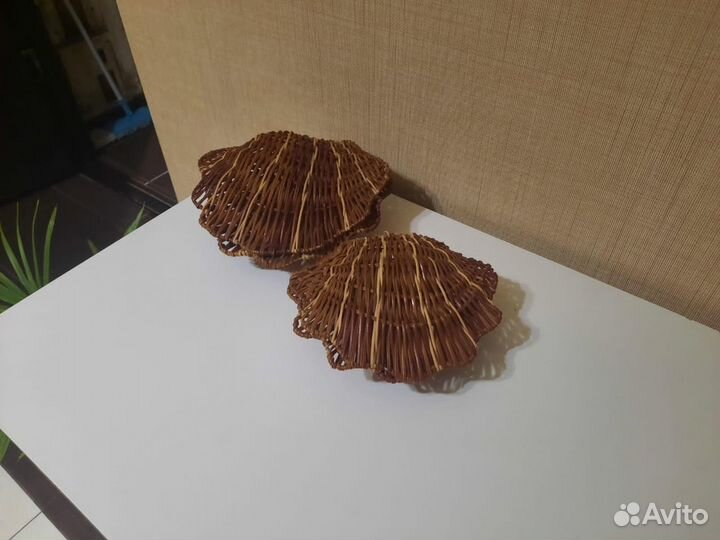 Набор шкатулка ракушка из ротанга