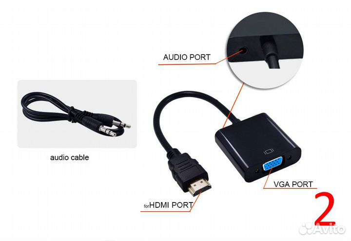 Переходники hdmi-VGA для PC, тв-приставки, PS4