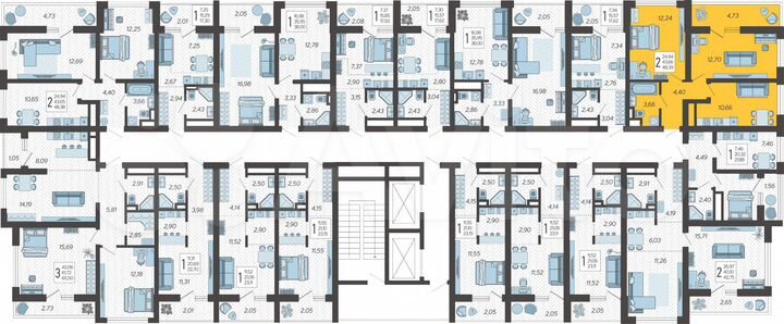 2-к. квартира, 48,4 м², 8/19 эт.