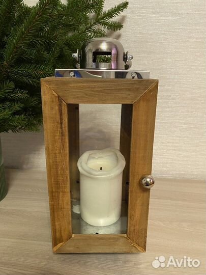 Loft фонарь стекло и натуральное дерево