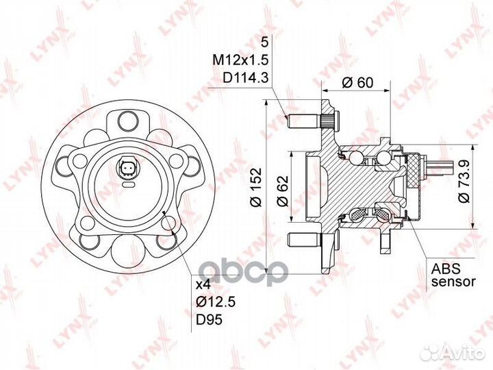 Ступица колеса зад прав/лев WH1042 lynxauto