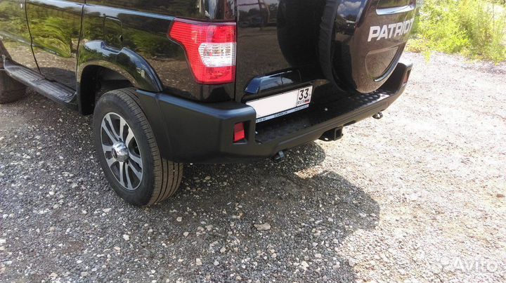 Силовой бампер задний с квадратом UAZ лифт, белый