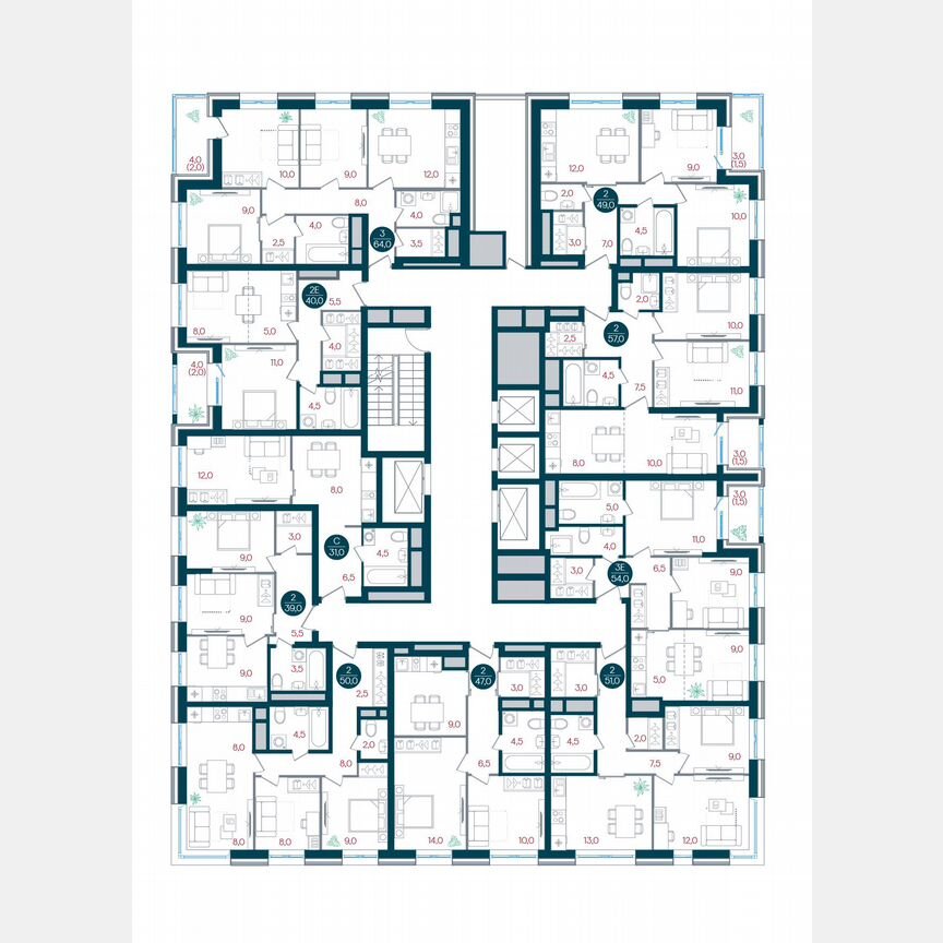 2-к. квартира, 57 м², 11/32 эт.
