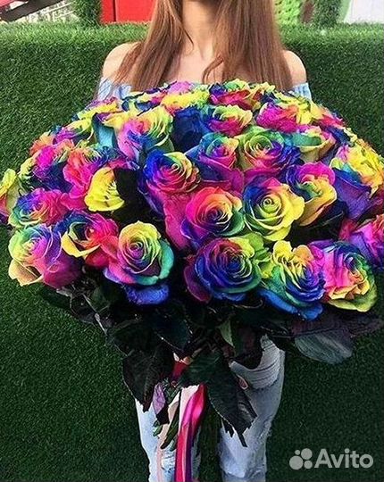 Радужные розы Доставка цветов