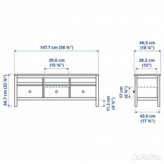 Тумба под тв hemnes черно-коричневый IKEA