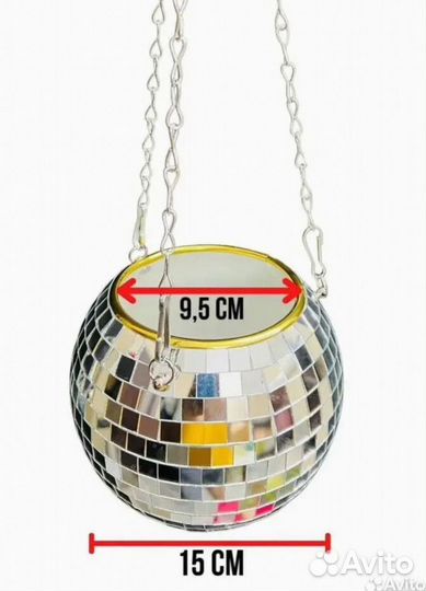 Кашпо из диско шара / кашпо из зеркальной мозаики