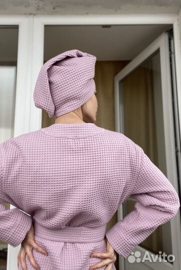 Домашний халат из вафельной ткани