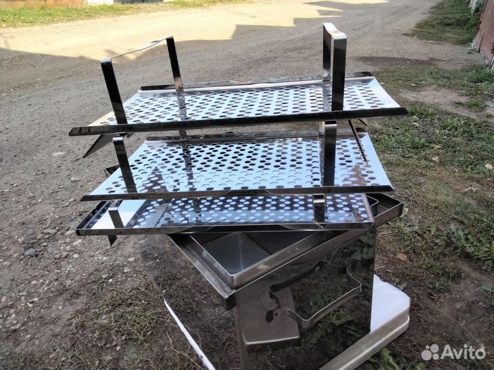 Коптильня горячего копчения из нержавейки новая