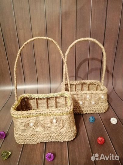 Сувенирные корзиночки из джута