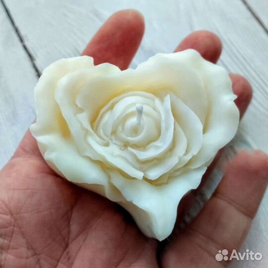 Свеча Роза Сердце Свечи ручной работы Подарок