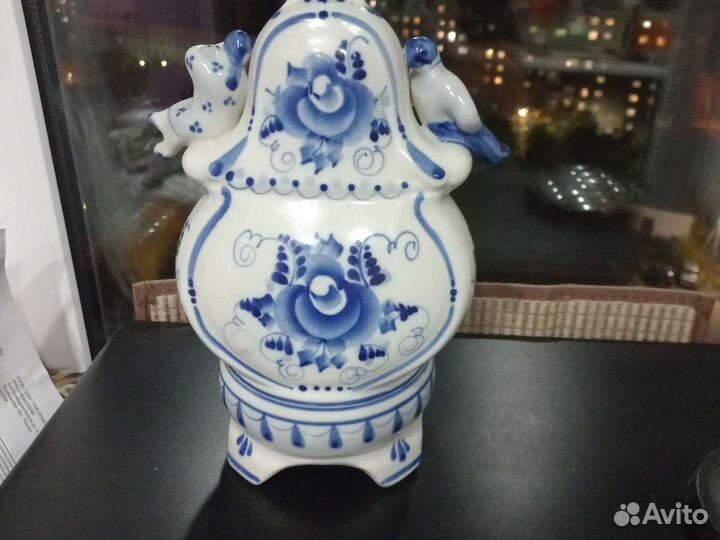 Часы каминные,Гжель'