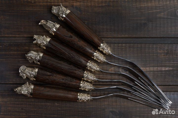 Набор шампуров Звери кож.колчане