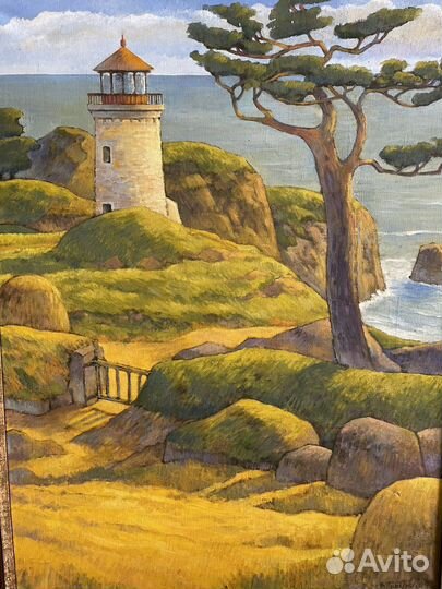 Картина маслом на холсте пейзаж маяк