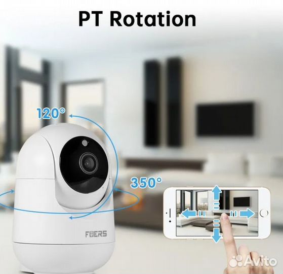 Камера видеонаблюдения IP-камера Wi-Fi 2K, 360