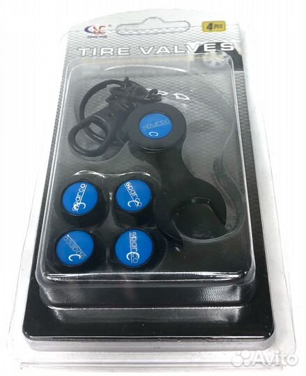 Колпачки на ниппеля - Sparco (с ключом/черный) (Се