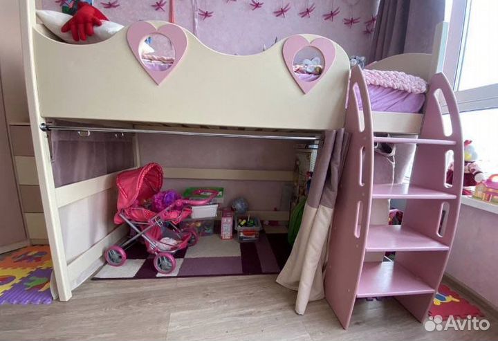 Кровать чердак домик для девочки принцессы