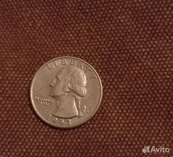 Монета Liberty Quarter Dollar 1993г.,1987 г
