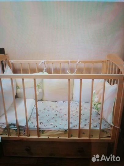 Детская кроватка Ксюша + матрас +наматрасник+ борт