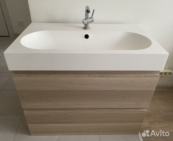 Подвесная деревянная тумба с раковиной икеа купить в Москве | Товары ...