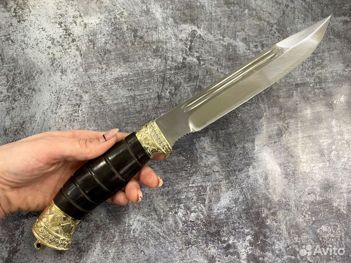 Нож Пластунский, сталь 95Х18, черный граб, Медтех