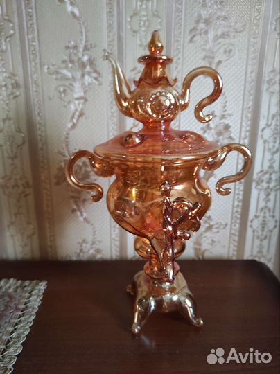 Самовар стеклянный выдувной винтаж