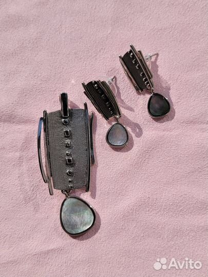 Кулон серьги с перламутром Италия