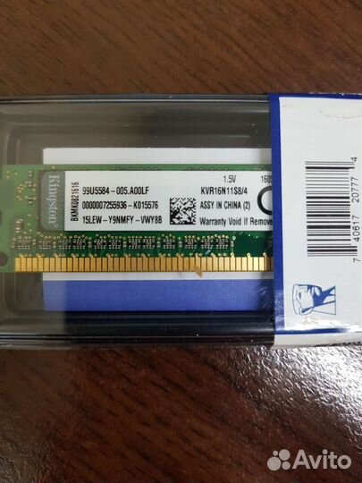 Оперативная память kvr16n11s8/4