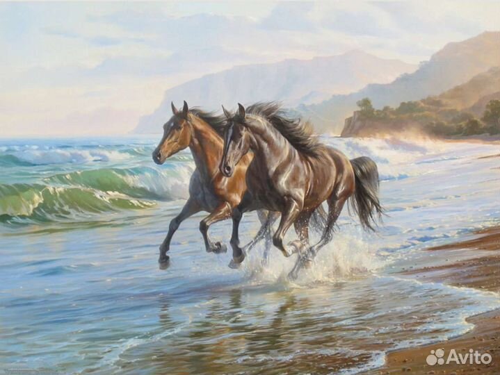 Картины маслом лошади разные шикарные большие
