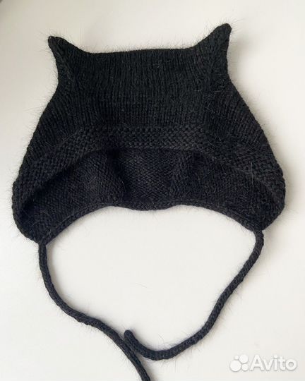 Чепчик с ушками из ангоры
