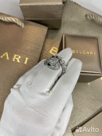 Кольцо bvlgari serpenti золотое с бриллиантами