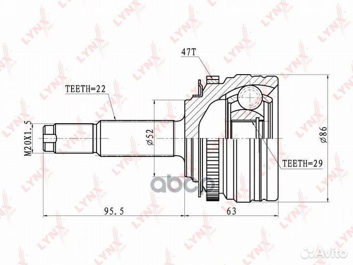 Шрус наружный CO-1815A lynxauto