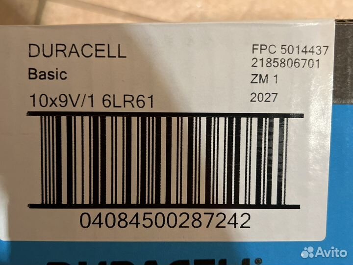 9V Батарейка Duracell Basic 6LP3146 Крона