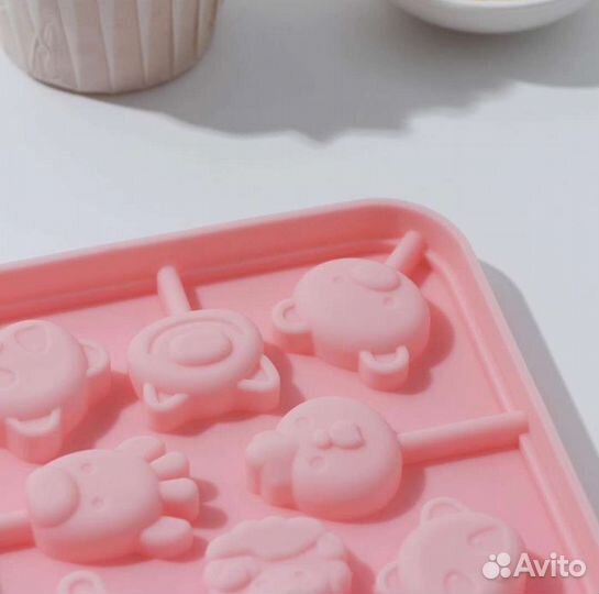 Форма силиконовая для леденцов «Зверята» новая